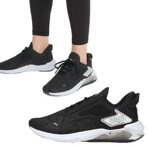 PUMA BLACK/SILVER SNAKE PRINT UNTAMED LQDCELL METHOD SNEAKERS RUNNING SHOES 9.5